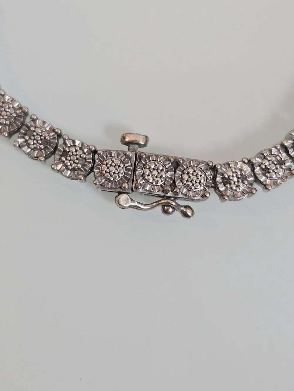 925 DU Diamond Cut Sterling Silver DIA Accent Tennis Bracelet 7.25